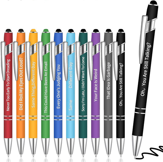 10pcs Funny Demotivational Office Ballpoint Pens (Black Ink)